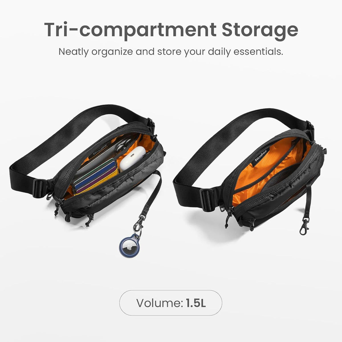 tomtoc 1.5L Sling Bag with RFID Blocking Crossbody Chest Pack for Men Women