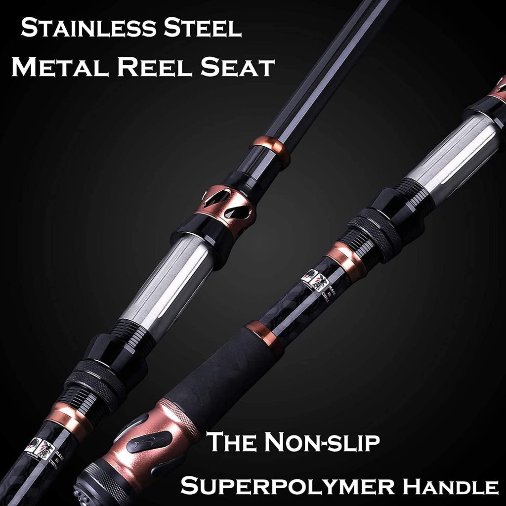 PLUSINNO Fishing Rod and Reel Combos, Toray 24-Ton Carbon Matrix Telescopic Fishing Rod, 12 +1 Shielded Bearings Stainless Steel BB Spinning Reel