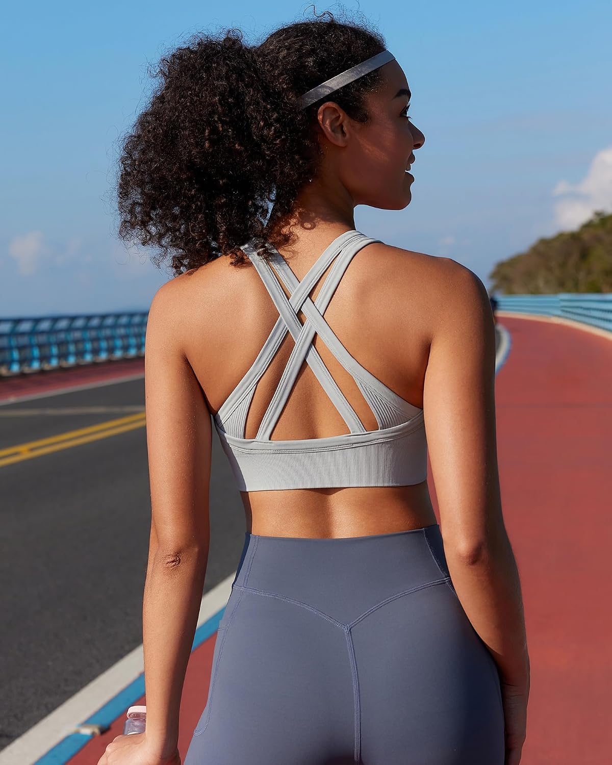 RUNNING GIRL Sports Bra for Women High Support, Criss-Cross Back Padded Strappy Sports Bras Yoga Bra with Removable Cups