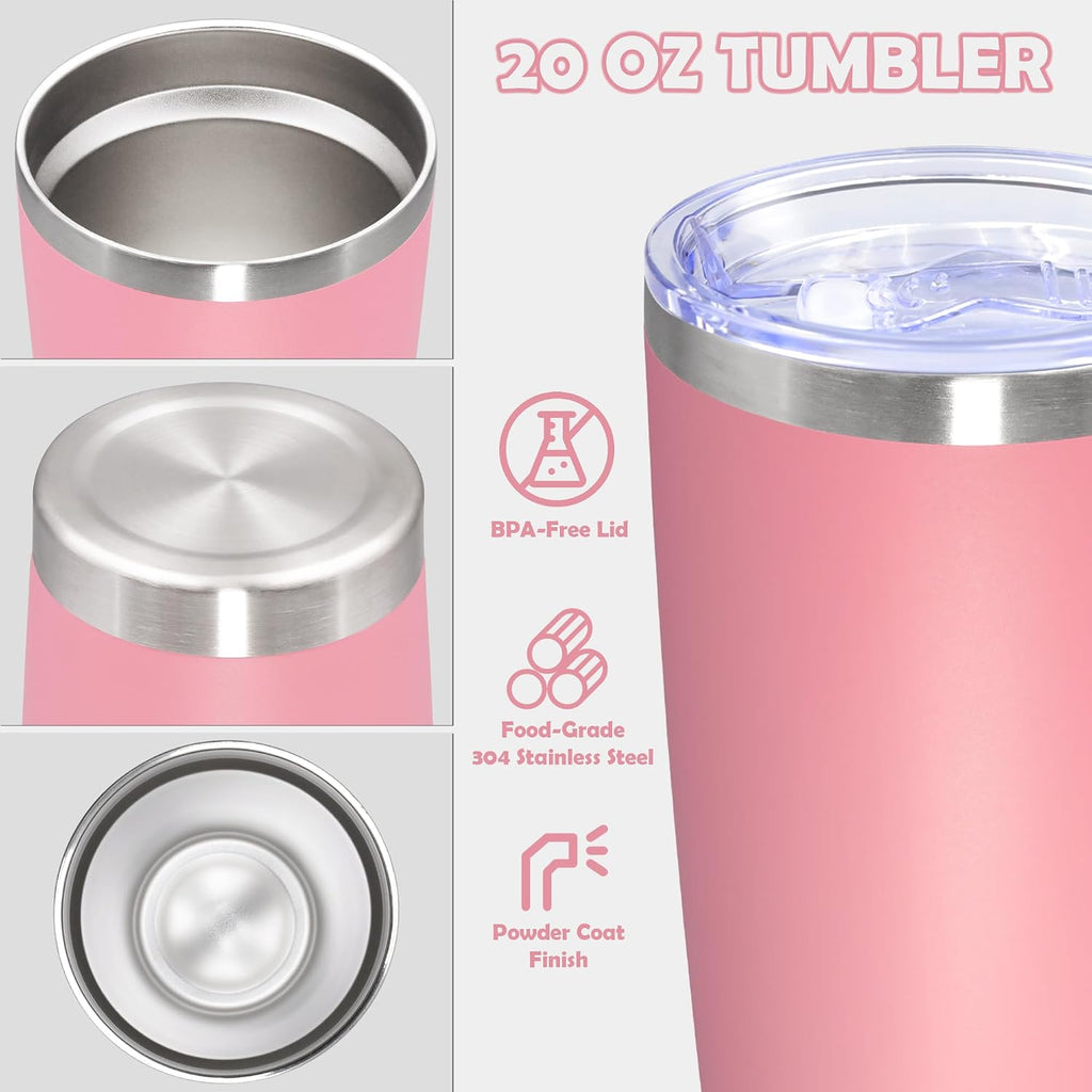 20oz Tumbler Stainless Steel Tumbler Coffee Tumbler with Lid Pink, 4P