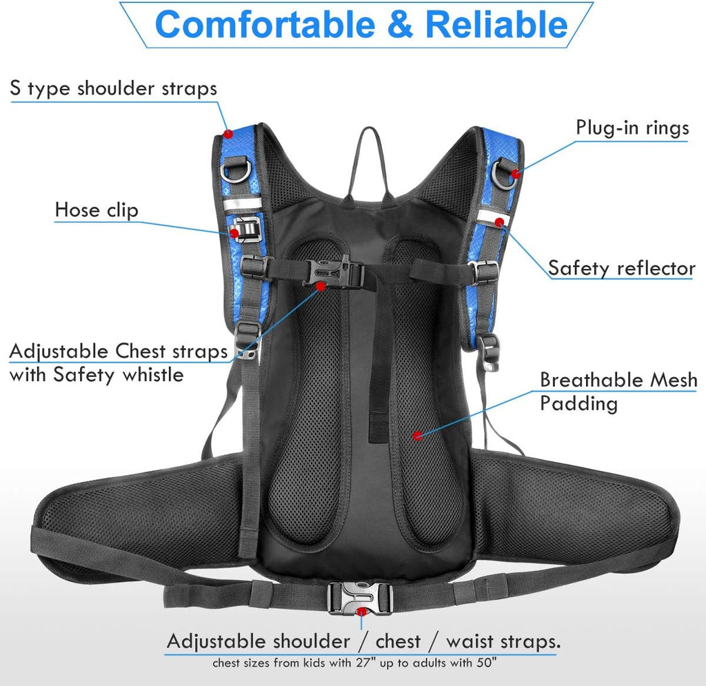 Mothybot Hydration Pack, Insulated Hydration Backpack with 2L BPA Free Water Bladder and Storage, Hiking Backpack for Men, Women, Kids for Running, Cycling, Camping - Keep Liquid Cool up to 5 Hours