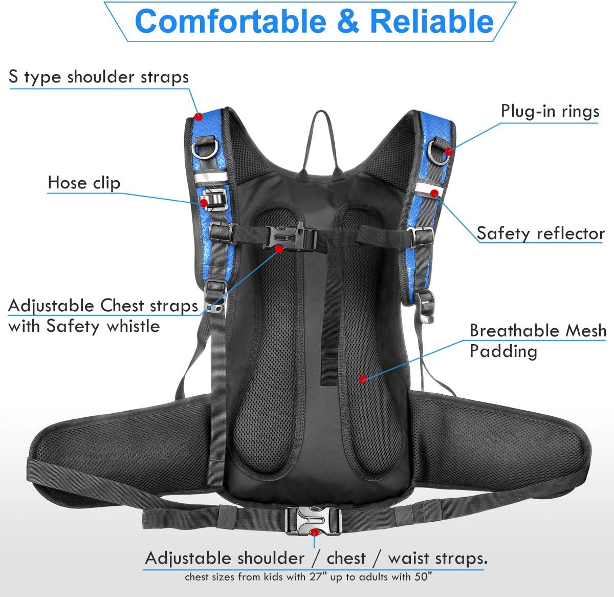 Mothybot Hydration Pack, Insulated Hydration Backpack with 2L BPA Free Water Bladder and Storage, Hiking Backpack for Men, Women, Kids for Running, Cycling, Camping - Keep Liquid Cool up to 5 Hours