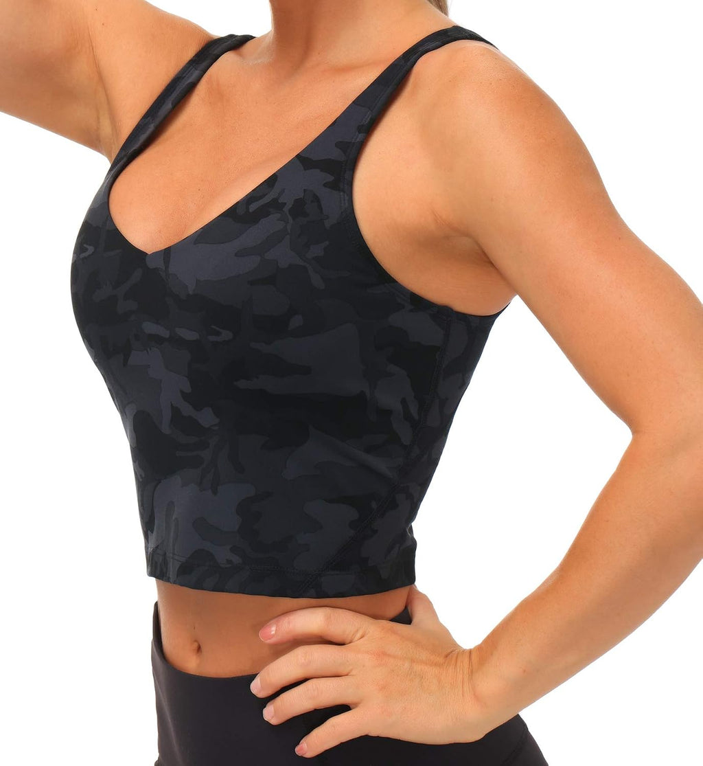 THE GYM PEOPLE Women’s Longline Sports Bra Wirefree Padded Medium Support Yoga Bras Gym Running Workout Tank Tops