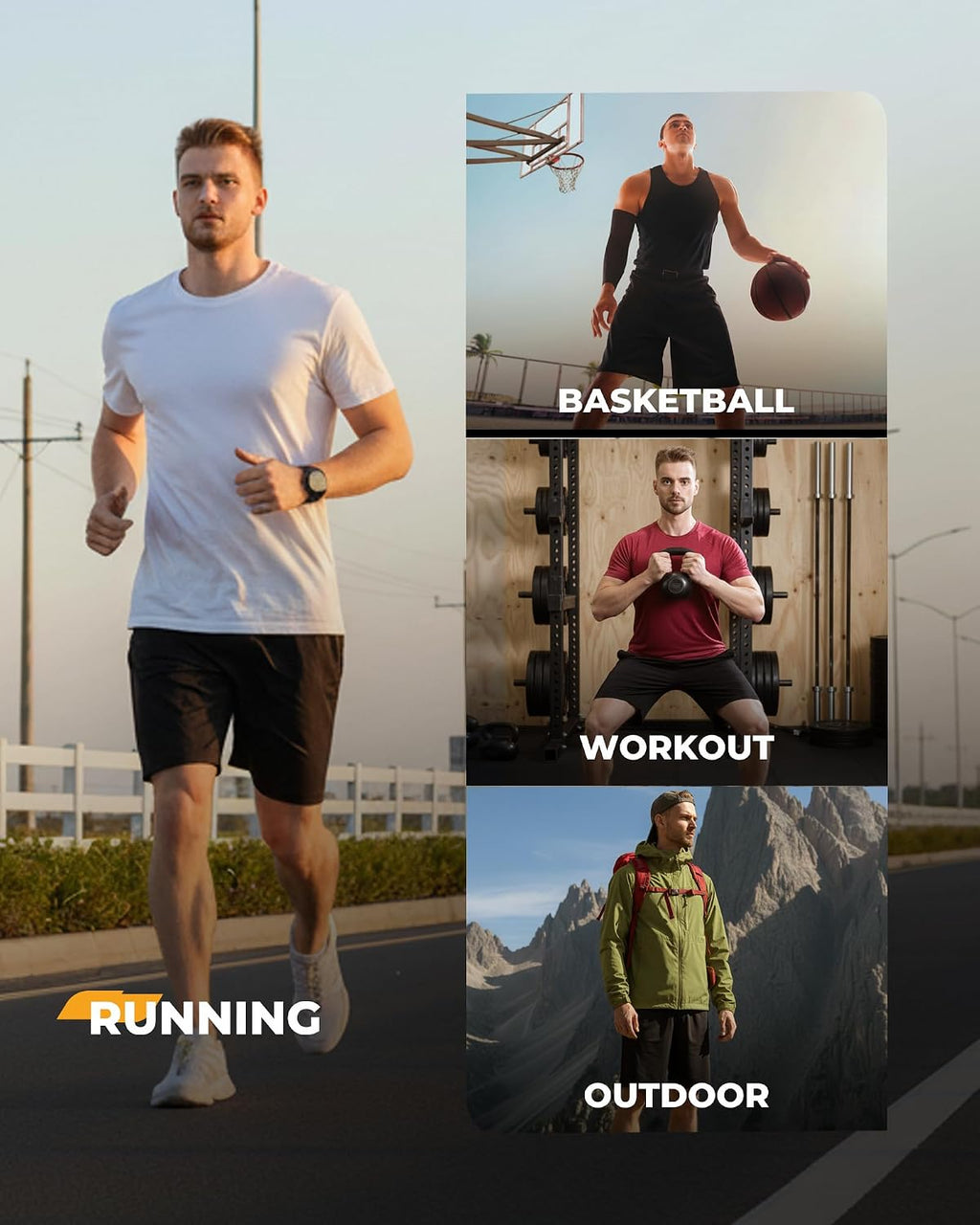 4 Pack Gym Mens Shorts - Basketball Athletic Shorts Fitness Clothing
