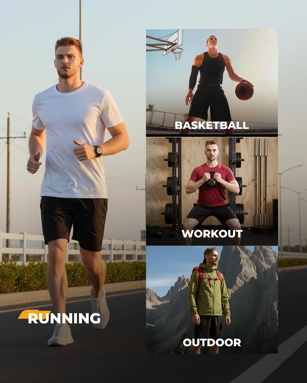 4 Pack Gym Mens Shorts - Basketball Athletic Shorts Fitness Clothing