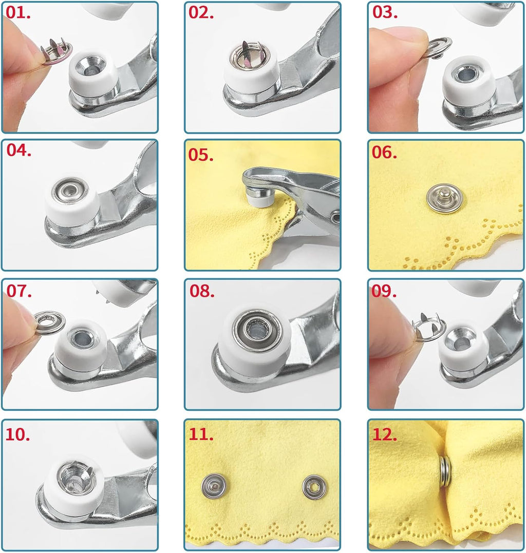 GTAAOY 9.5 mm Metal Snaps Buttons with Snap Pliers, 100 Set