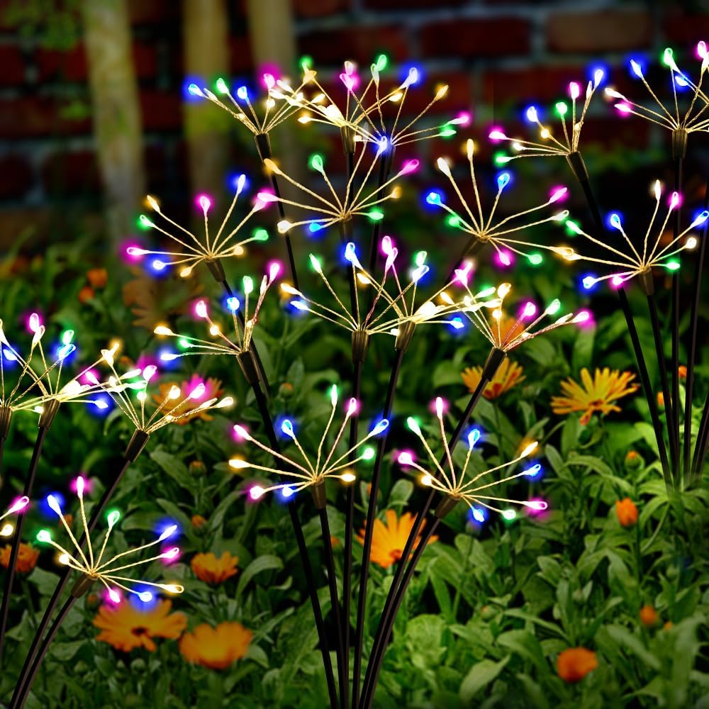 Kwaiffeo Solar Garden Lights Outdoor Waterproof Decorative Solar Lights for Outside 2 Pack with120 LED Swaying Fairy Firework Light Yard Garden Decor, Gifts for Mother's Day Mom Grandma Women