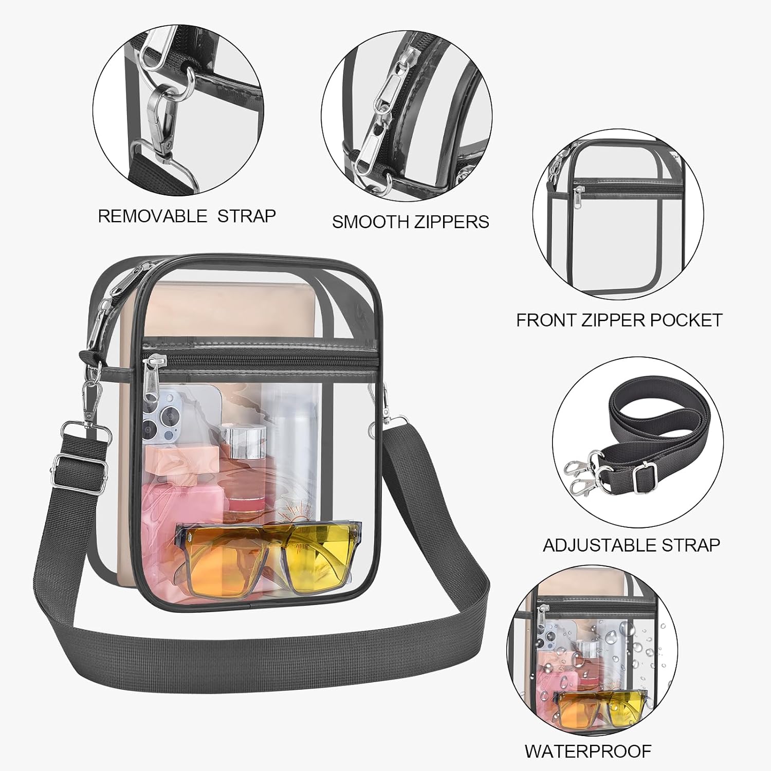 USPECLARE Clear Purse for Stadium Events Transparent Messenger Bag