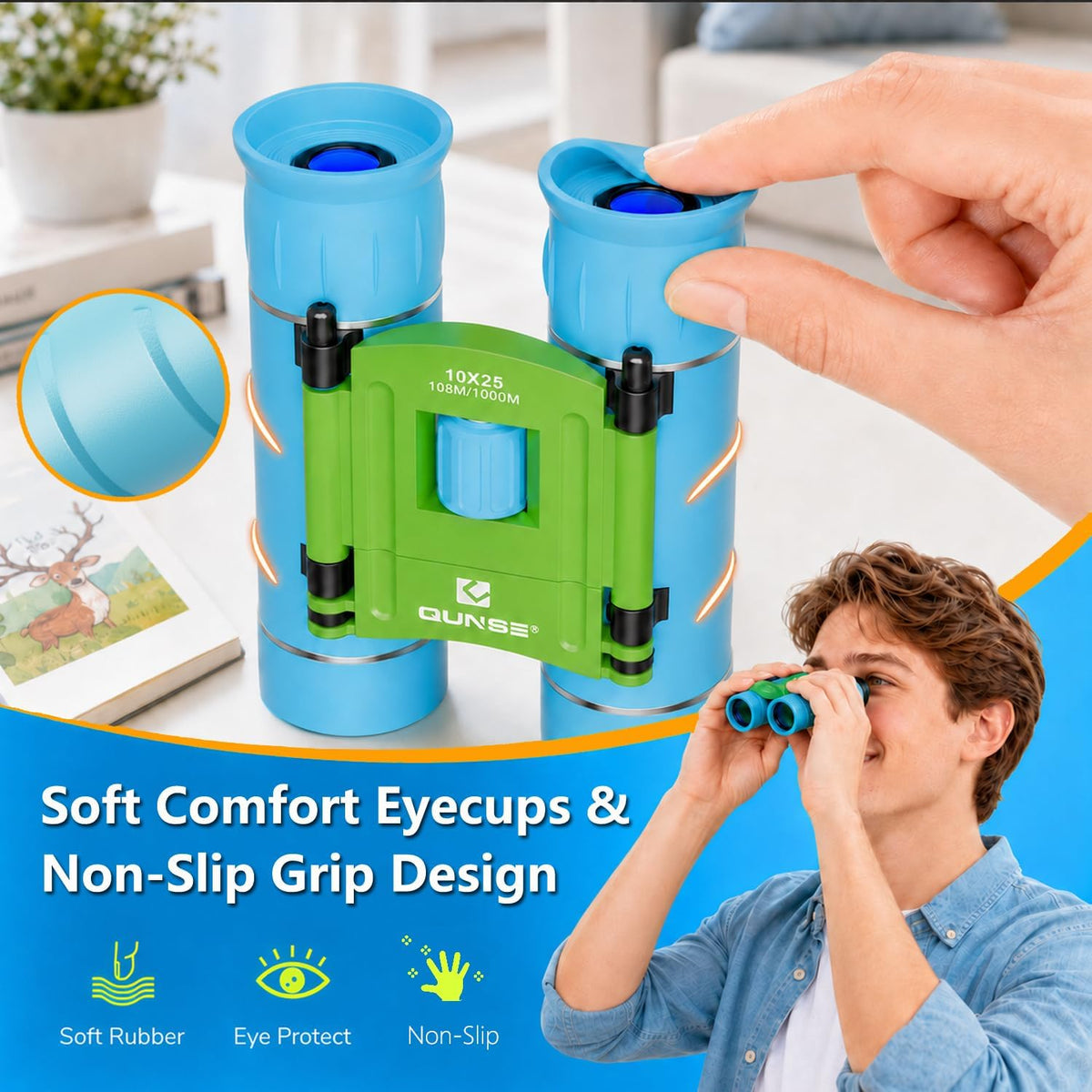 10x25 Binoculars for Adults Kids Waterproof Compact Bird Watching