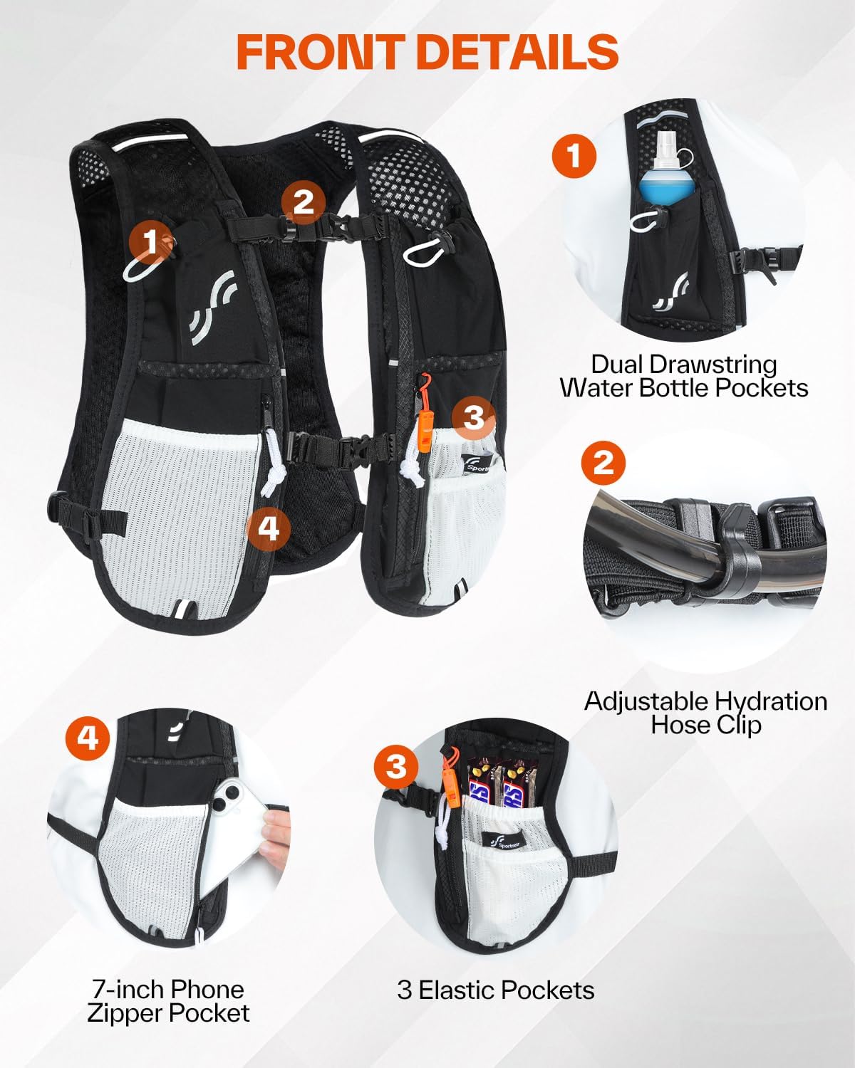 Sportneer Hydration Backpack: Lightweight Water Pack with 1.5L Bladder, Hydro Water Daypack for Running Hiking Biking Cycling for Women Men