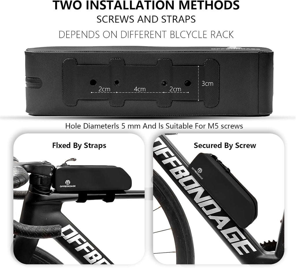 Waterproof Bike Top Tube Bag - TPU Bolt-On & Strap Mount Frame Pack, Lightweight Aerodynamic Cycling Storage for Mountain/Road/Gravel Bicycle Accessories
