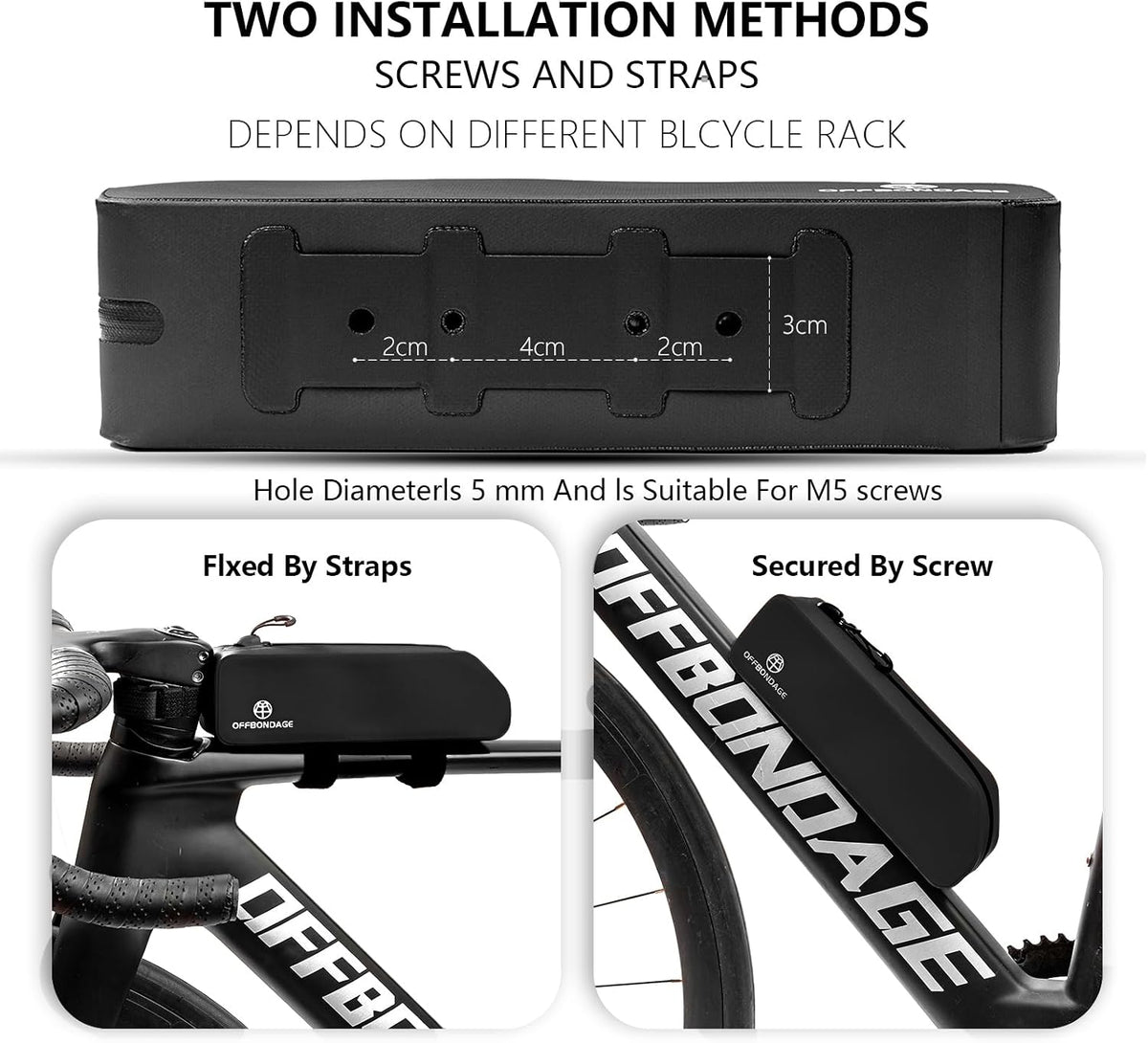 Waterproof Bike Top Tube Bag - TPU Bolt-On & Strap Mount Frame Pack, Lightweight Aerodynamic Cycling Storage for Mountain/Road/Gravel Bicycle Accessories