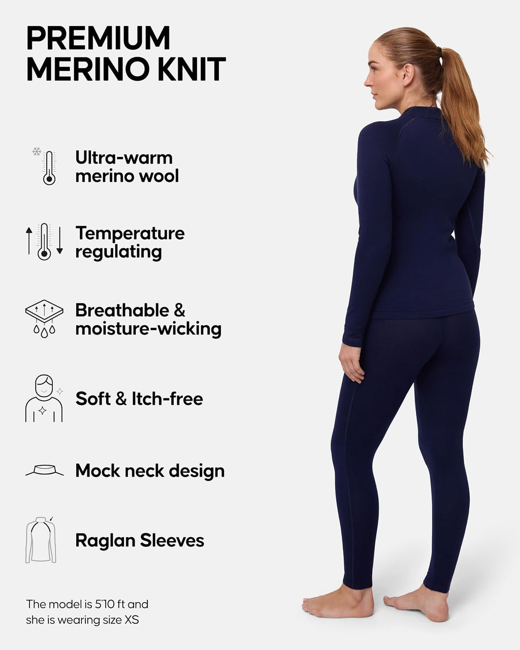 DANISH ENDURANCE Merino Wool Base Layers Women, Extreme Warm Set