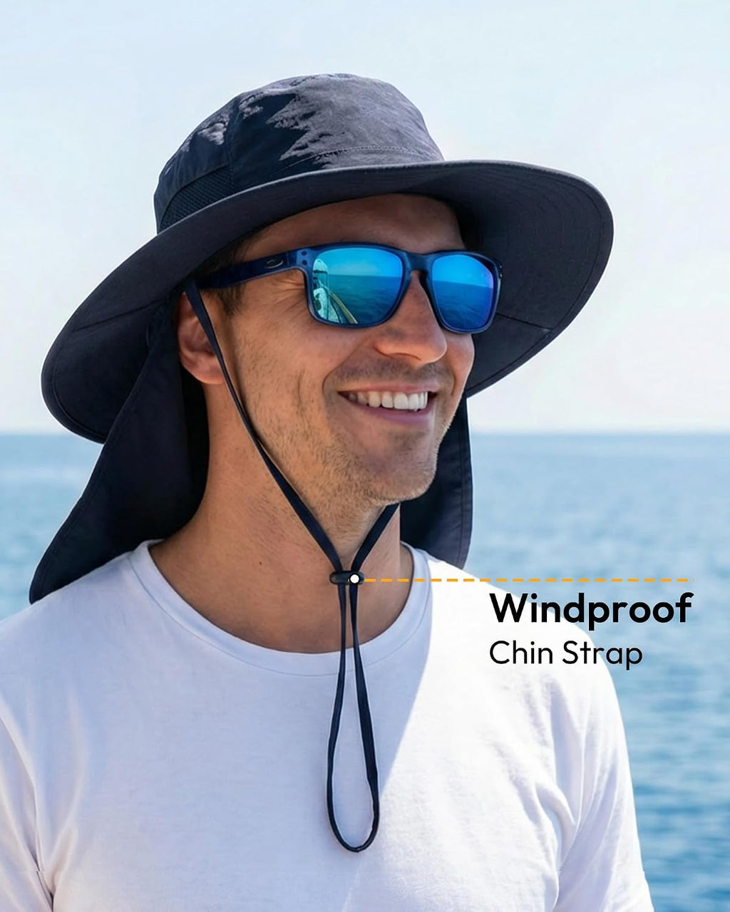 Sun Hats for Men Wide Brim Bucket Hat with Neck Flap for Fishing & Hiking Mens Sun Hat for UV Protection