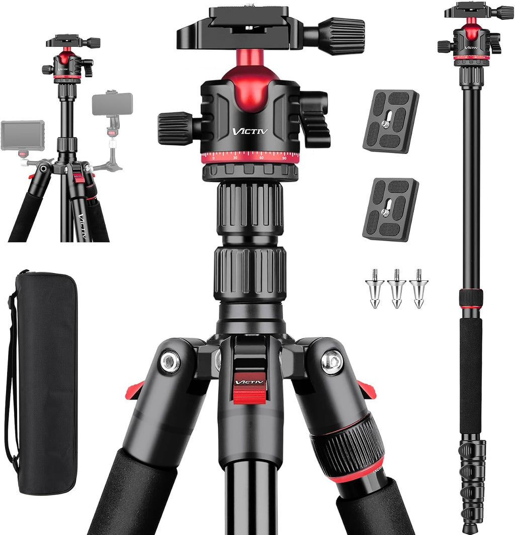 78" Porfessional Tripod for Camera & Phone, Victiv Aluminum Tripod Monopod