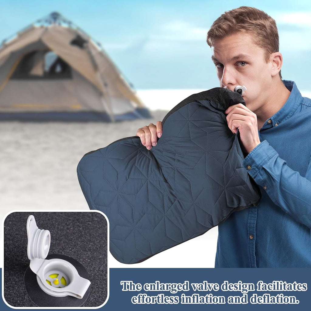 UWILLION Camping Pillow with Removable Cover Large Size 24“ x 15" - Ultralight Inflatable Pillow for Camping Lightweight, Ergonomic and Washable for Camping, Hiking, and Travel Gray