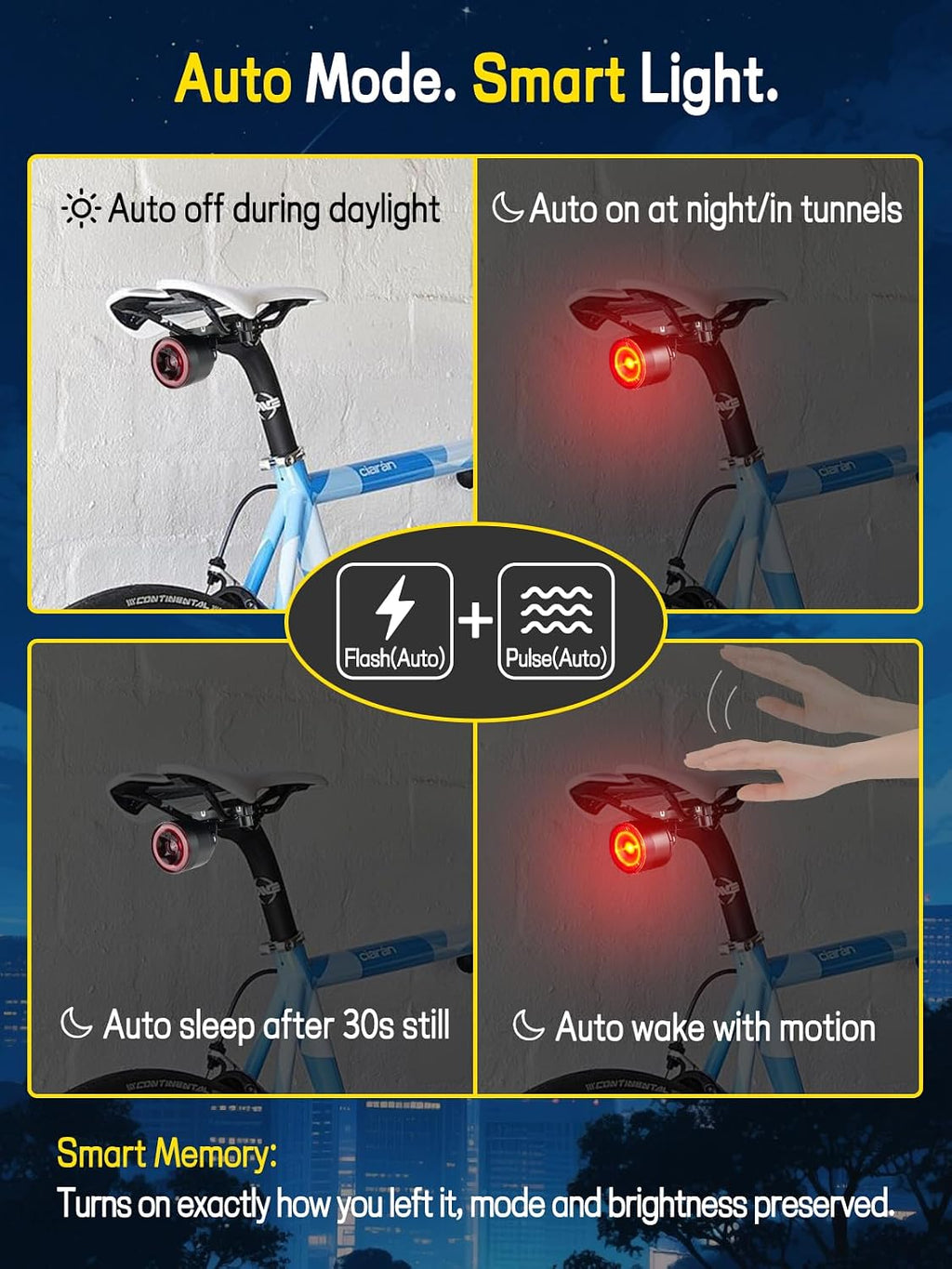 Variable Brightness Bike Tail Light with Dual-Button Control