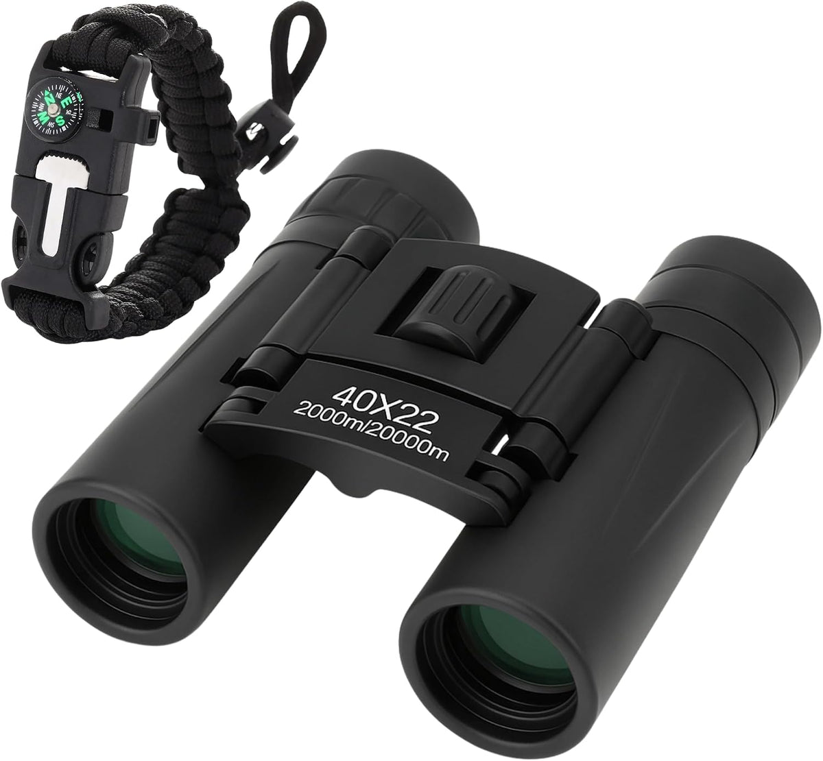 Binoculars with Compass 7 in 1 Survival Paracord Bracelet, Fire Starter, Compass, Whistle, Outdoor Ultimate Tactical Gift for Kids, Men, Scouts Gift for Him/Her, Spyglass, Birthday Gift