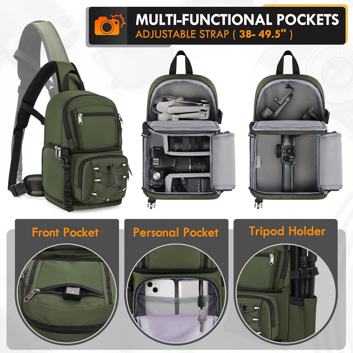 RAINSMORE Camera Sling Bag, Small Dslr/Mirrorless Camera Bag & Case