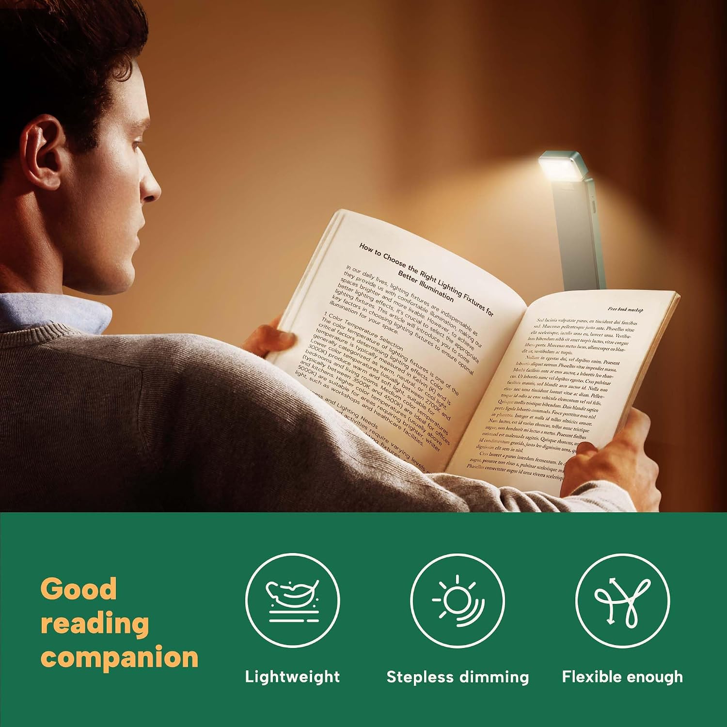 86lux Book Light, Rechargeable Reading Lights for Books in Bed