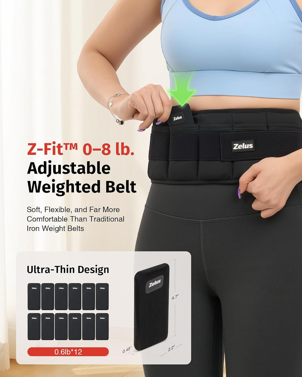 ZELUS Weighted Belt for Women Men, 6/8/10lb Z-Fit Adjustable Weighted Belt