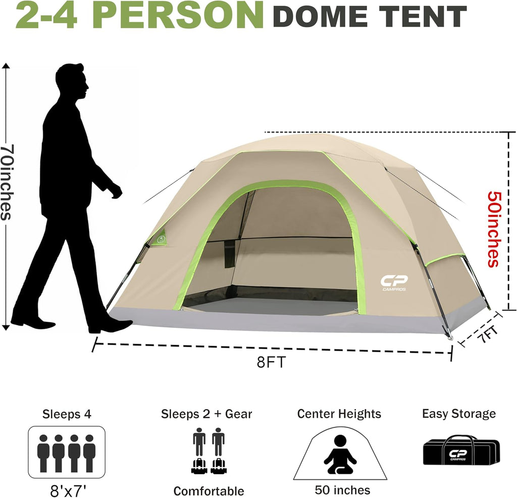 CAMPROS CP Tents for Camping 2/4/6 Person, Waterproof Windproof Dome Tent
