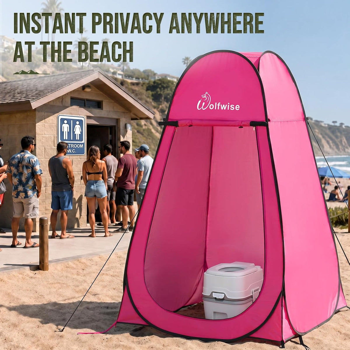 WolfWise Pop Up Shower Tent for Camping Essentials, Compact & Lightweight