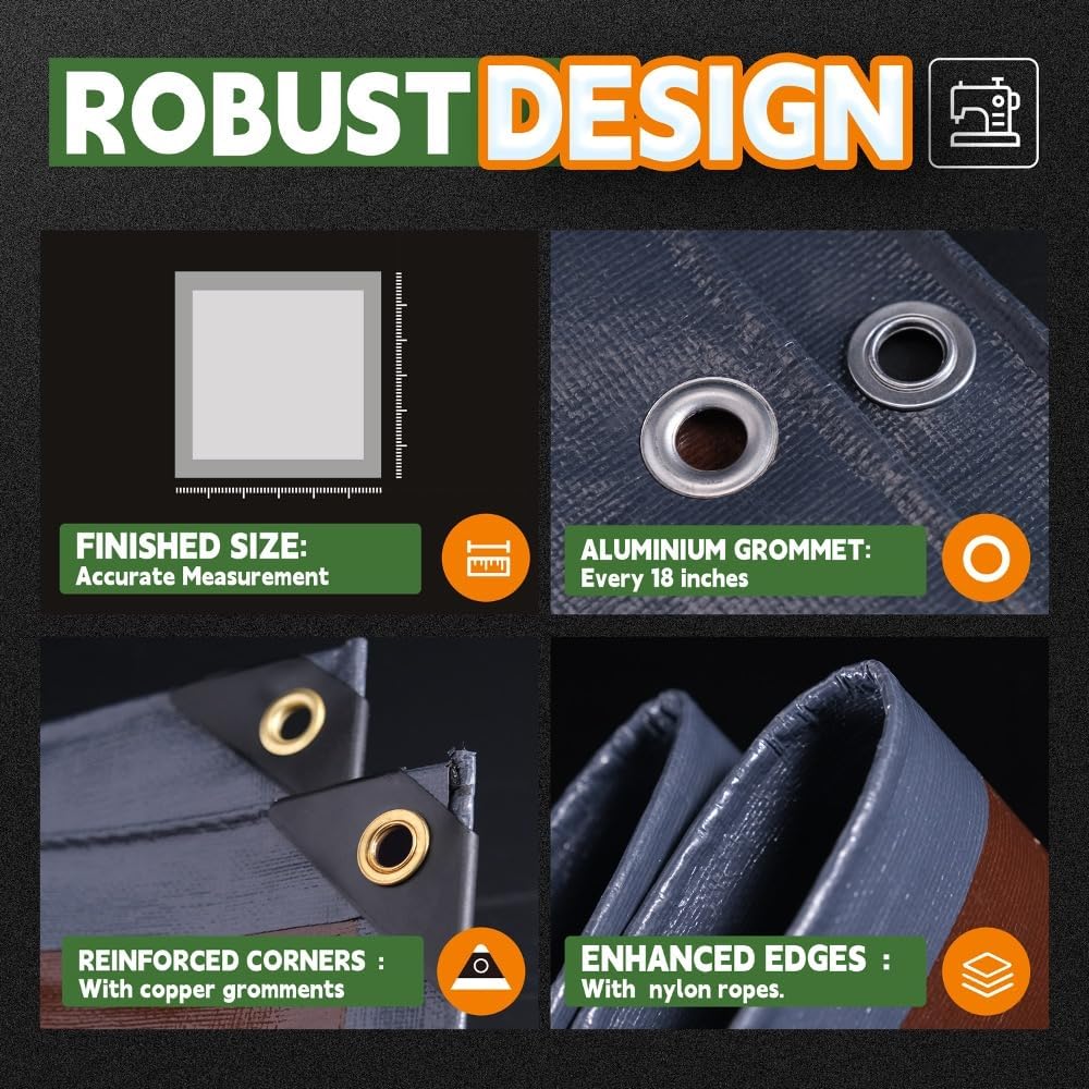RAINDEWAY Small Tarps 4x6 Feet Super Heavy Duty Tarp Waterproof Gray/Brown