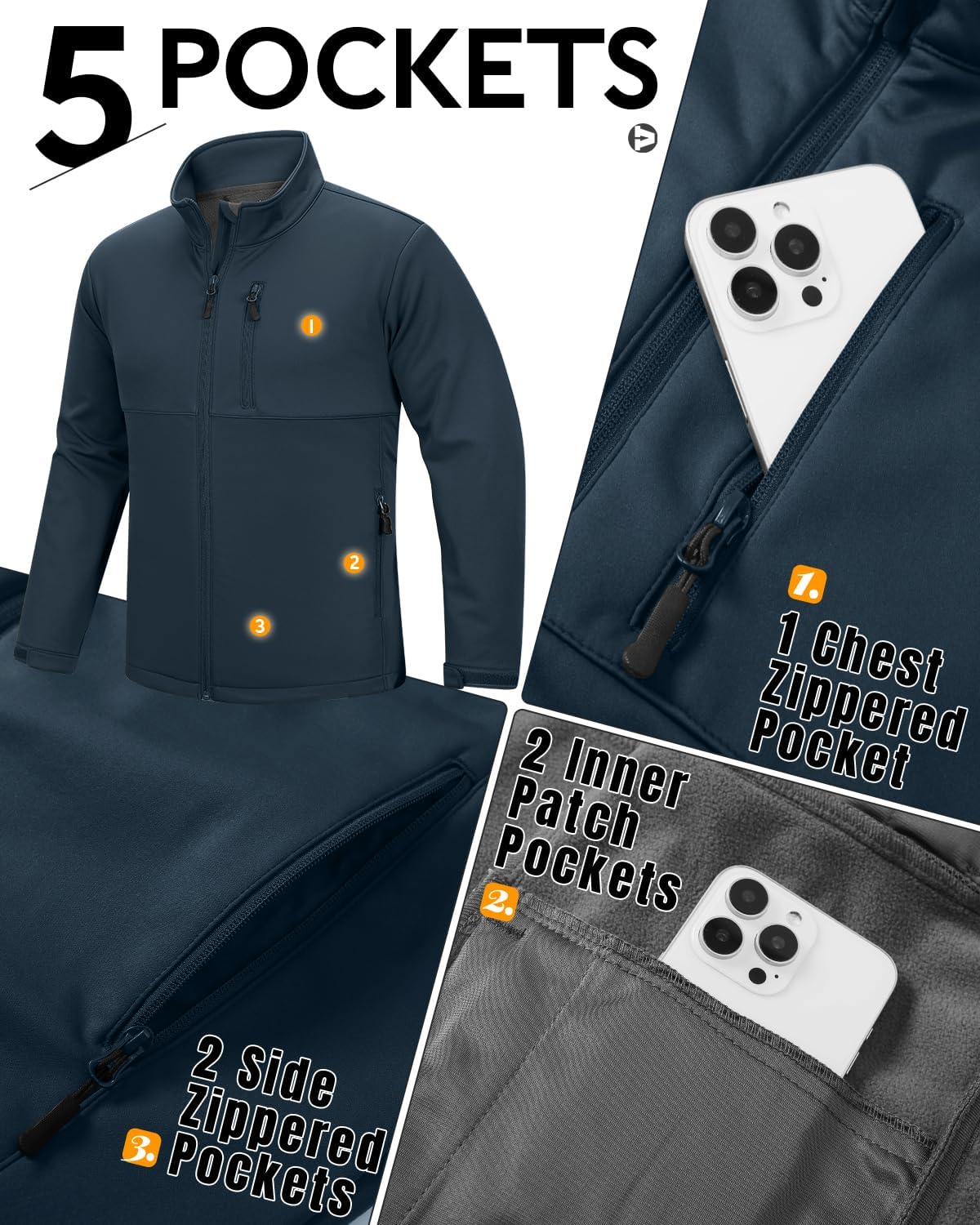 Outdoor Ventures Men's Softshell Jacket Waterproof Lightweight Rian Jacket