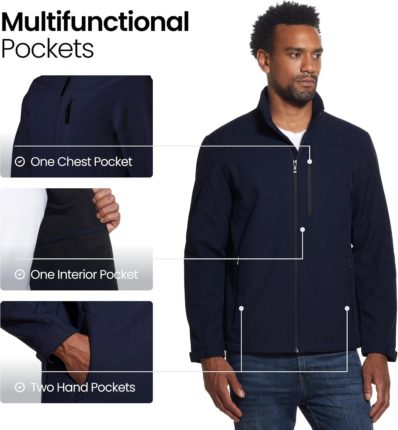 Weatherproof Men's Softshell Jacket – Wind & Water Resistant – Breathable, Lightweight Outdoor Coat