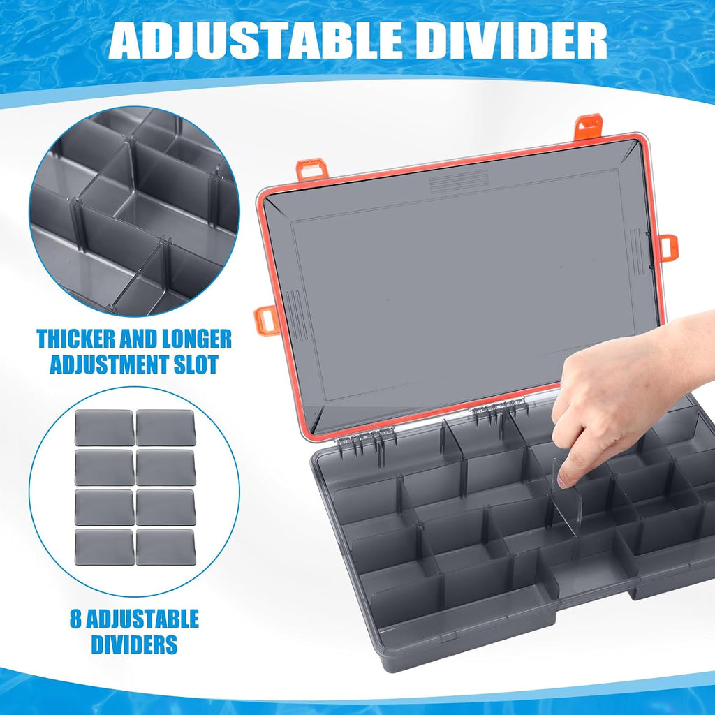 Wonderjune 6 Pack Fishing Tackle Box Waterproof 3700 Tackle Tray, Orange