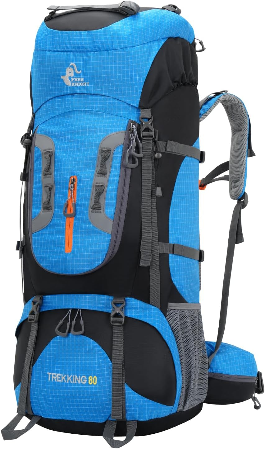 Bseash 80L Waterproof Hiking Camping Backpack with Rain Cover, Lightweight Outdoor Sport Travel Daypack for Climbing Touring