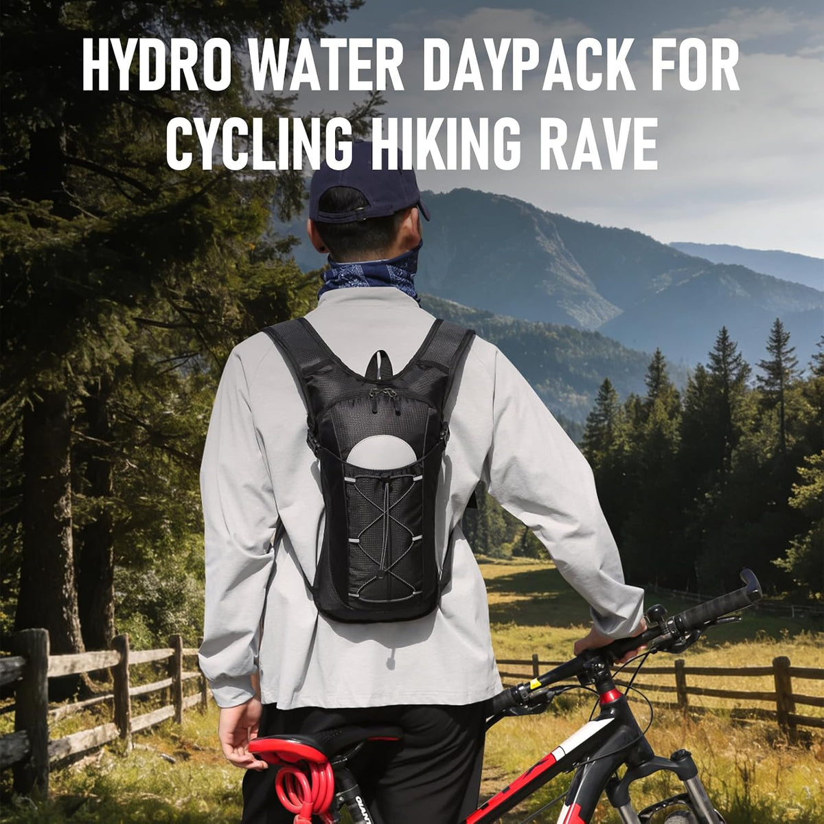 Hydration Backpack with 2L Water Bladder – Lightweight & Durable for Running, Hiking, Biking – Adjustable Fit for Men, Women, Youth