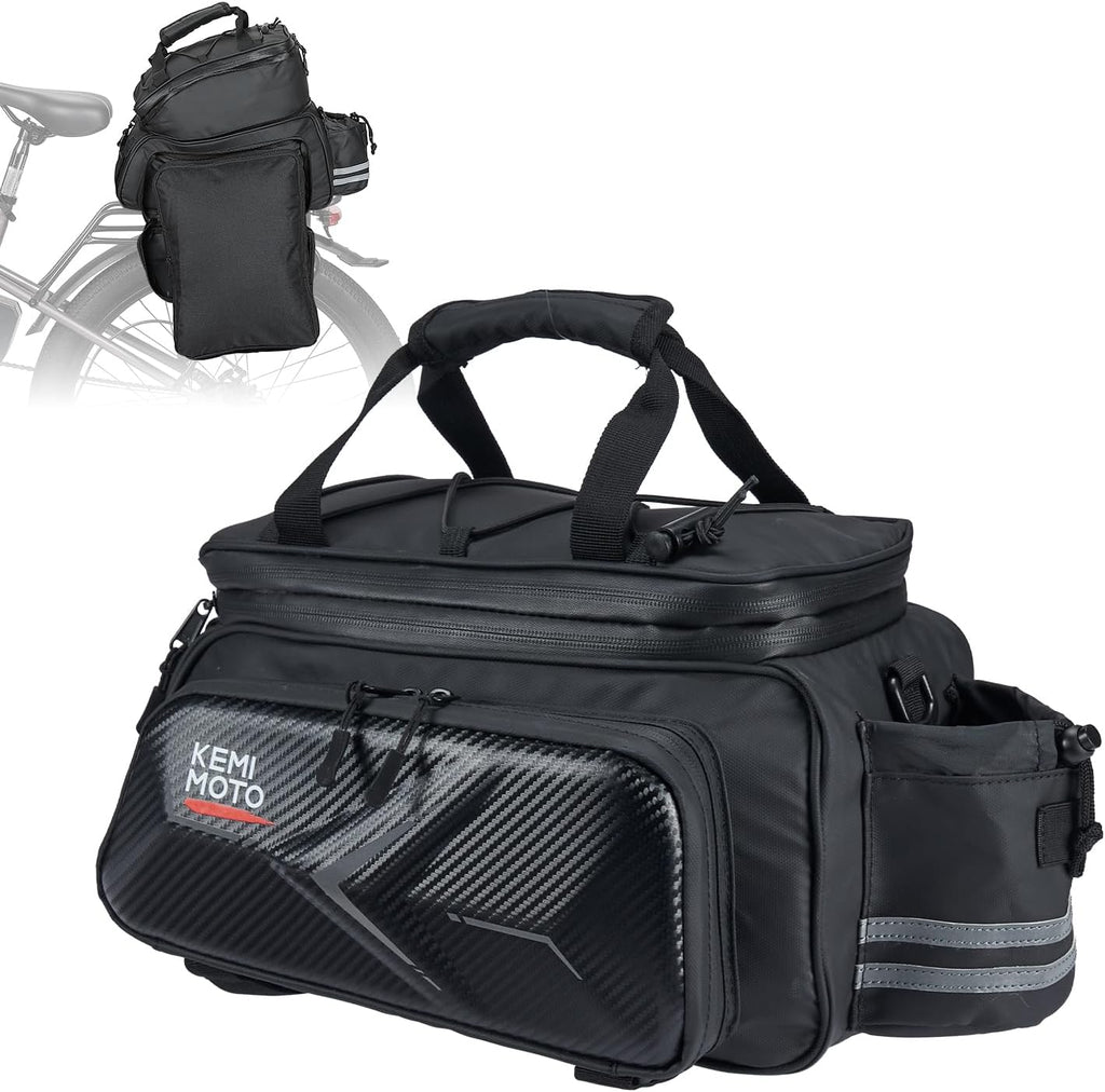 KEMIMOTO Bike Bag Rear Rack Expandable 20L Bicycle Pannier EVA Hard Shell