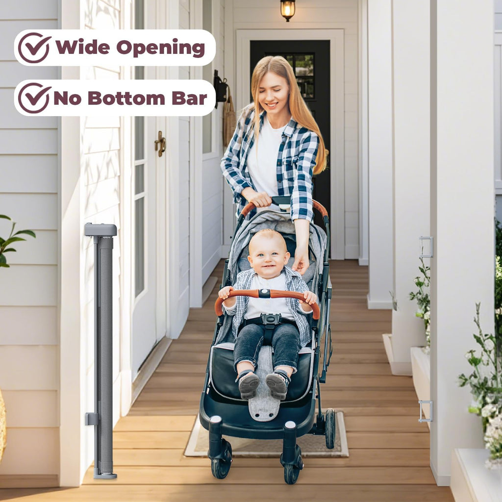 Retractable Baby Gate for Stairs & Doorways, Dog Gate Indoor Outdoor