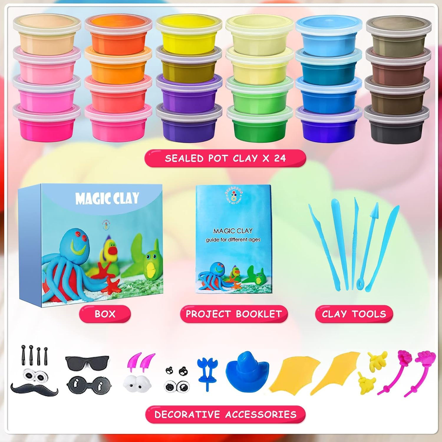 Modeling Clay Kit, 24 Colors Air Dry Clay