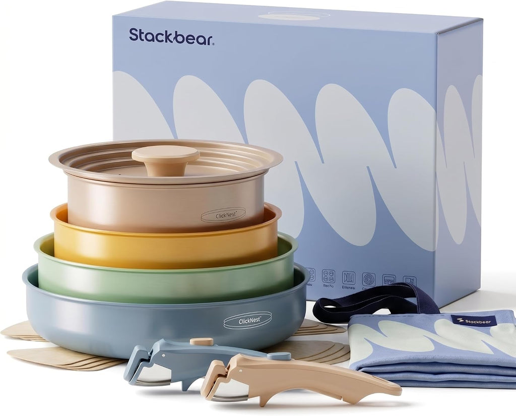 12-Piece Detachable Handle Pots and Pans Set, Ceramic Nonstick