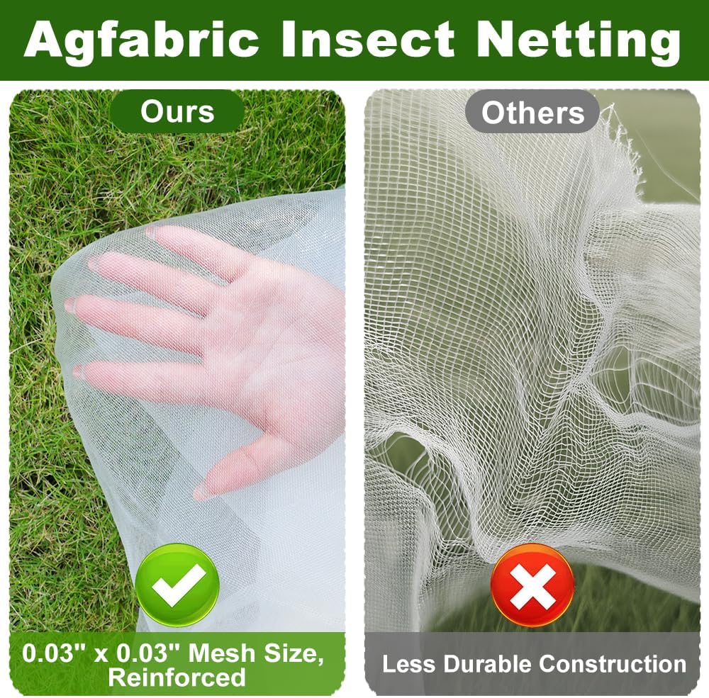 Agfabric Garden Netting 4'x100' Insect Pest Barrier Bird Netting for Garden Protection,Row Cover Mesh Netting for Vegetables Fruit Trees and Plants,White