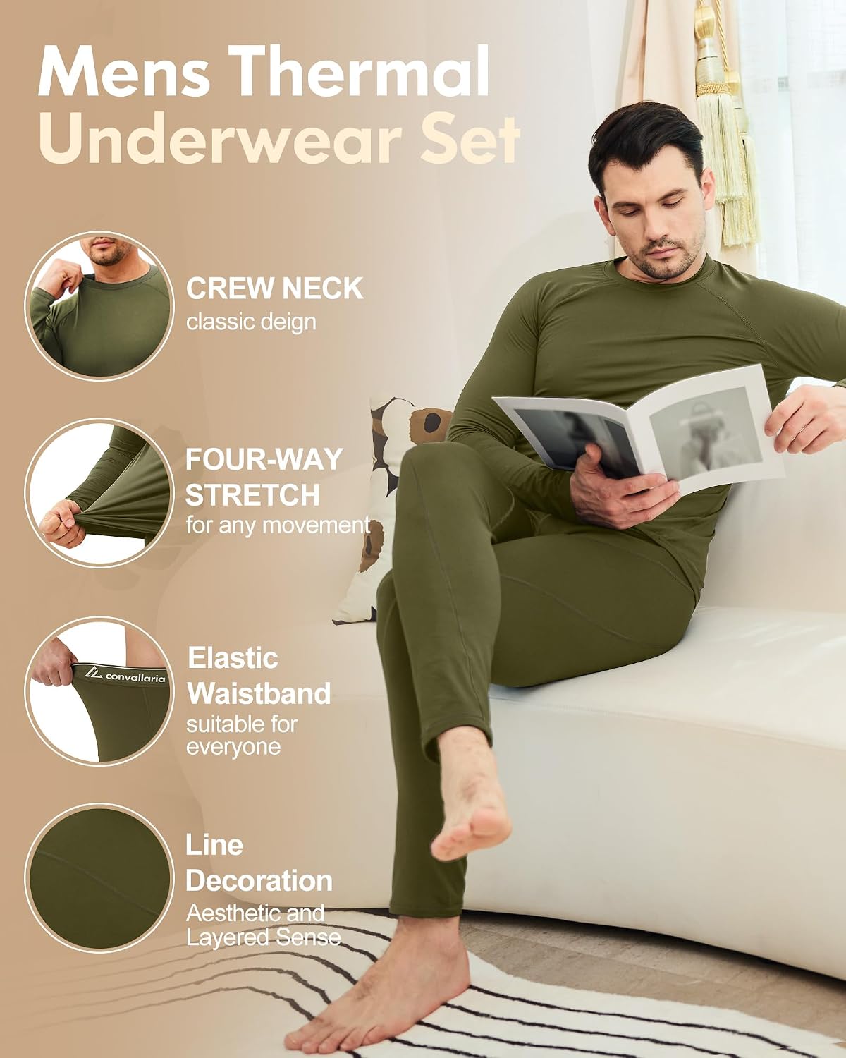 Mens Thermal Underwear Long Johns Base Layer Set Cold Weather 1/2/3 Pack
