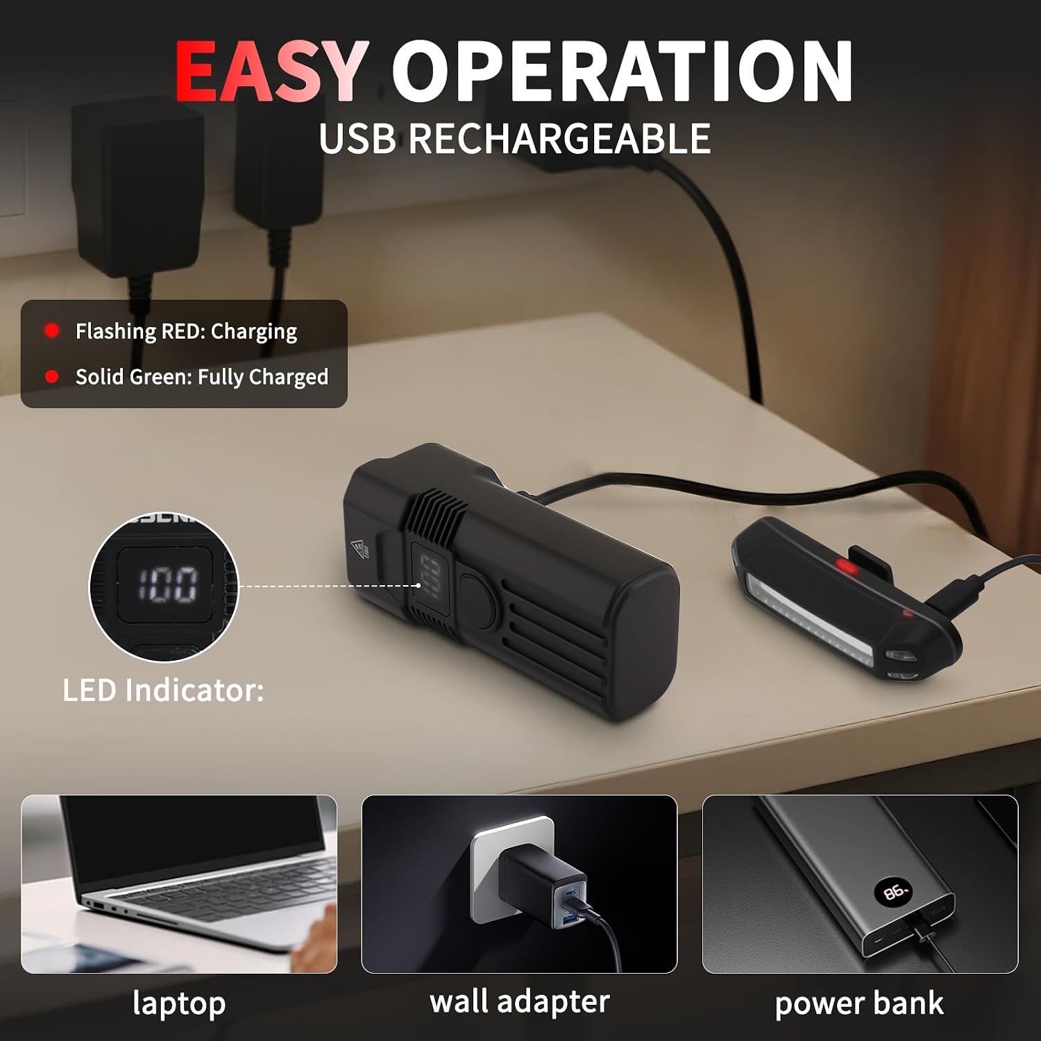Bike Light for Night Riding, 2000LM/1000LM Bicycle Headlight & Taillight, Multiple Modes,3000mAh/2000mAh USB C Rechargeable Waterproof LED Bright Bike Headlights for Cyclists and Commuters