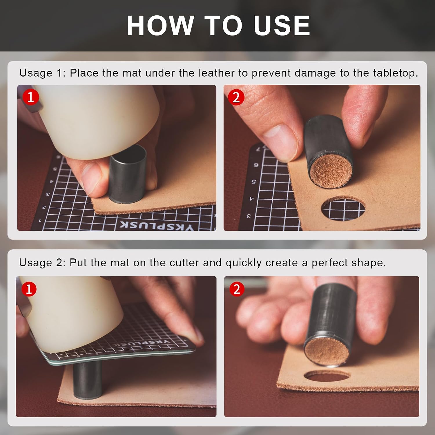 Leather Circle Cutter Tool Set, 9 Pieces Circle Punch Tools 15 20 25 30 35 40 45 50 55mm, High Carbon Steel Round Cutting Dies - Leather Hole Punch Tool Kit for DIY Leathercrafts