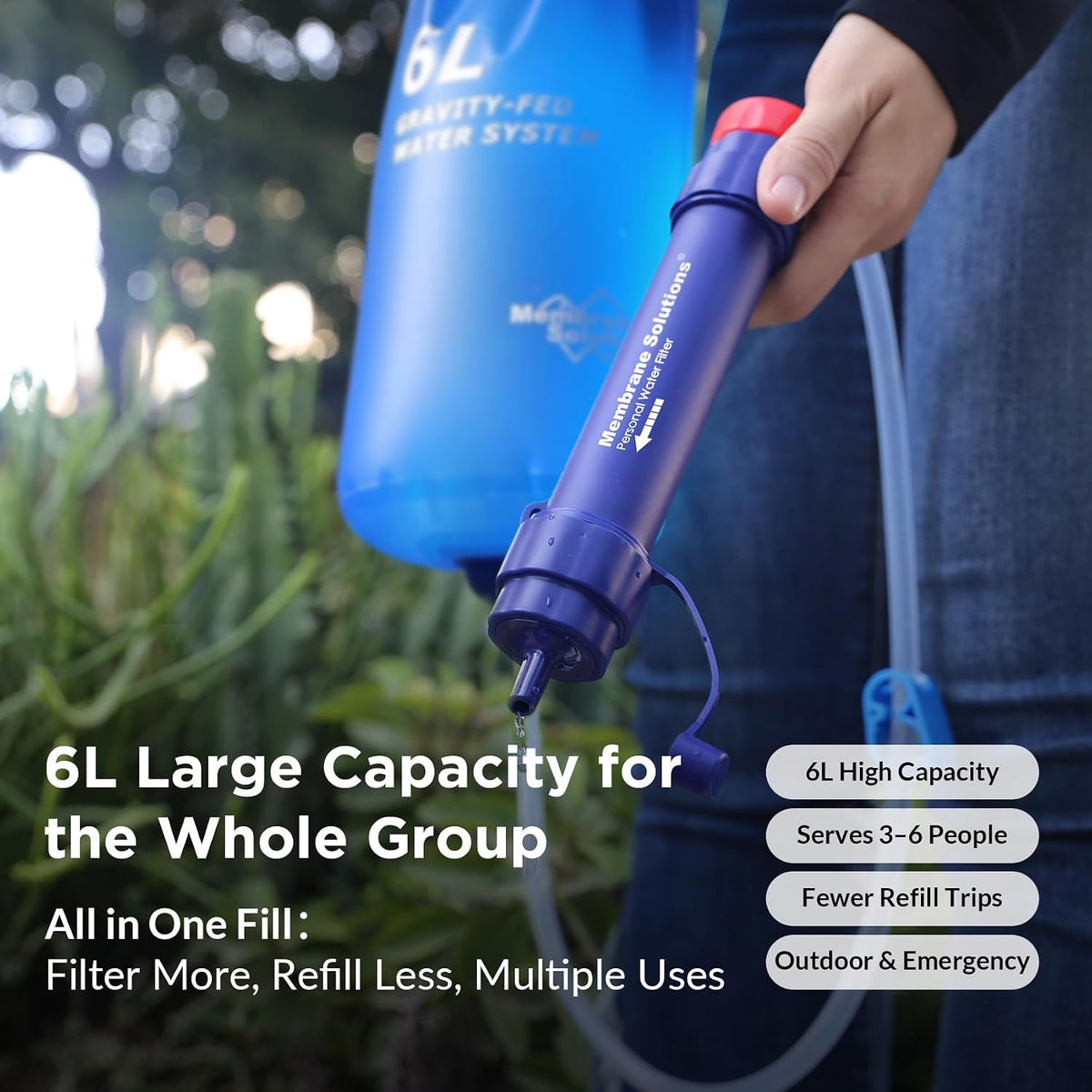 Membrane Solutions 6L Gravity Water Filter Pro for Group Camping