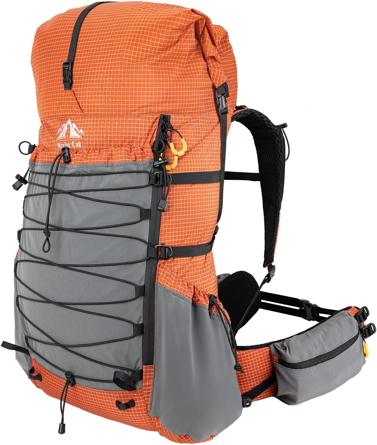 Night Cat Internal-frame Hiking Backpcack: 50L / 60L / 70L Roll Top Lightweight Travel Backpack with Rain Cover for Men Women Hiking Camping Backcpacking Orange Red