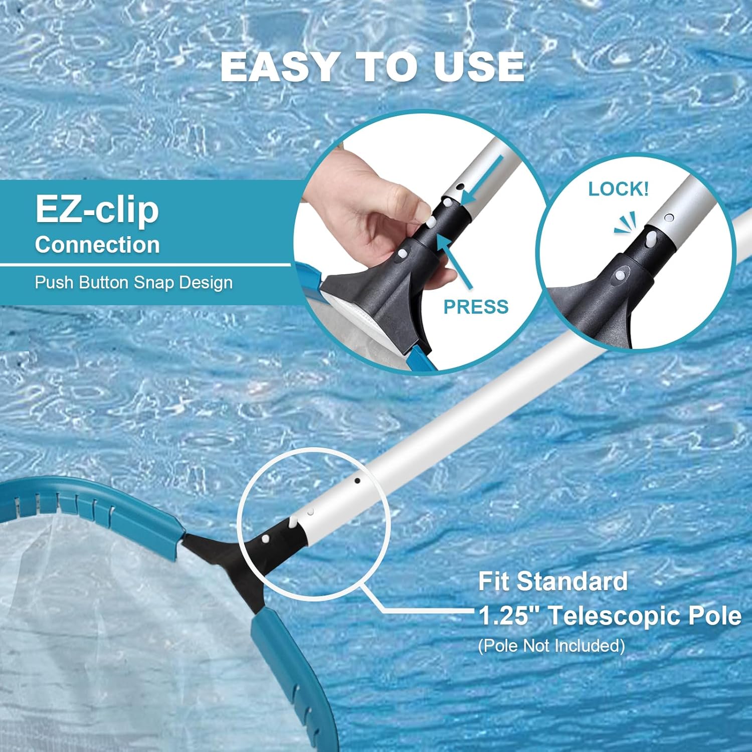 POOLWHALE 14" Pool Spa Net -Ultra Fine Mesh Pool Pollen Skimmer Rake Net