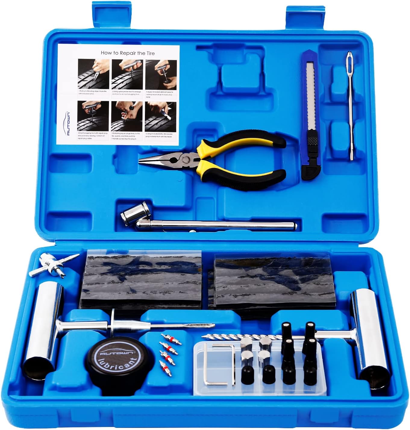 AUTOWN Flat Tire Repair Kit 68pcs 2-Pack, Tire Plug Kit to Fix Punctures