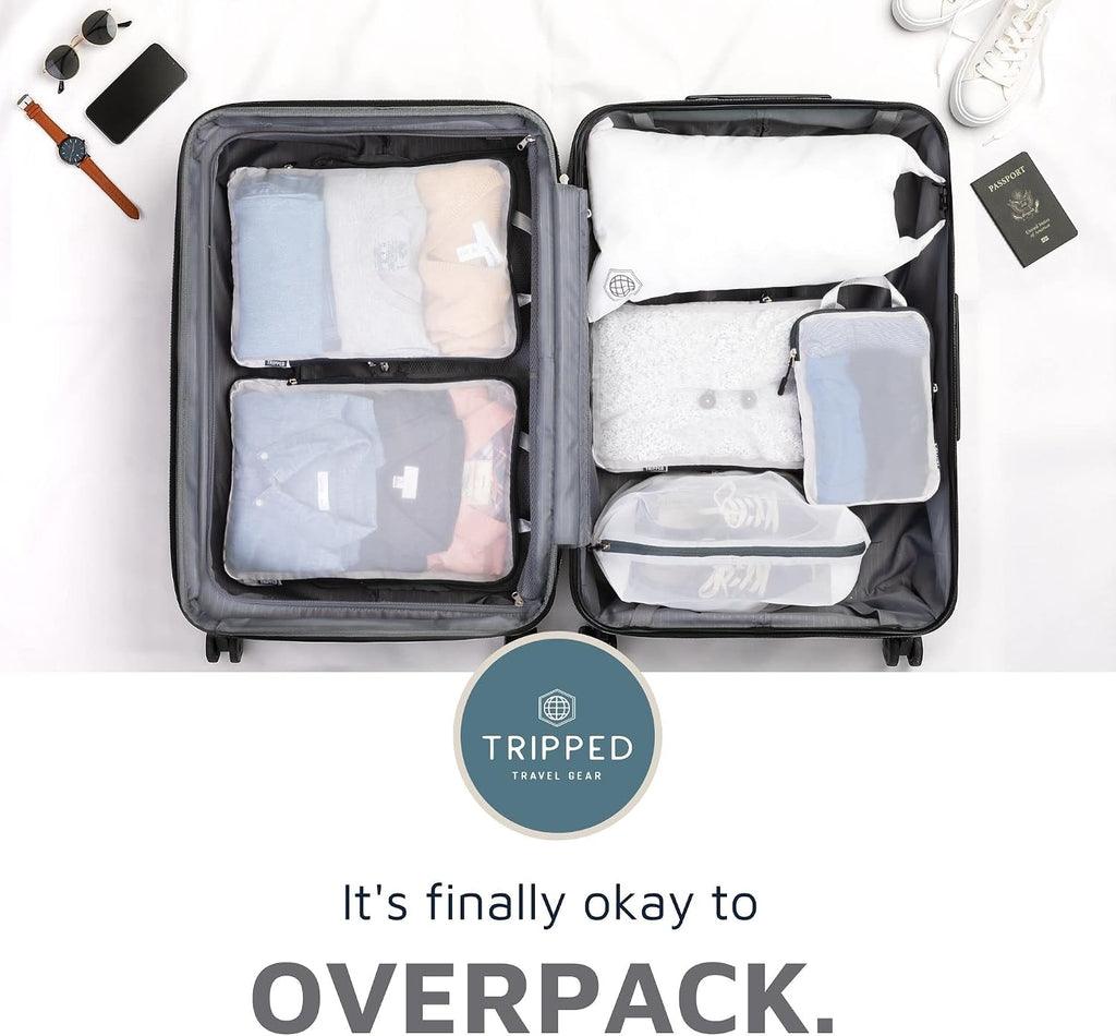 TRIPPED Travel Gear Large Compression Packing Cubes with Mesh 6-Piece Set