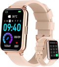 Smart Watch Fitness Tracker Make/Answer calls for Women Men with Heart Rate Blood Oxygen Sleep Monitor Sports Modes Step Calorie Counter IP68 Waterproof for Android Phones iPhone (Rectangle, Pink)