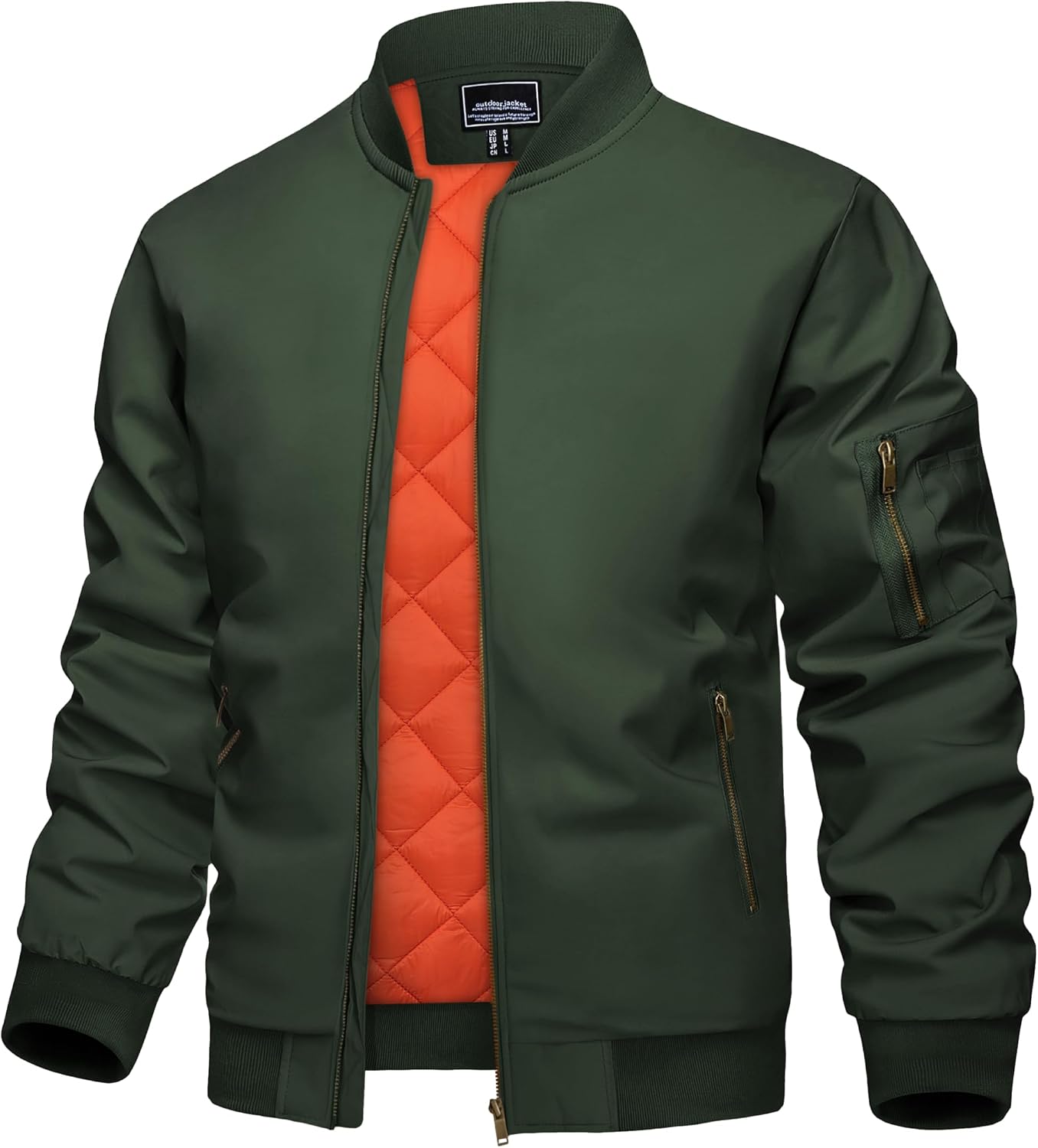 KEFITEVD Men's Bomber Jackets Winter Windbreaker Warm Full Zip Casual Coats