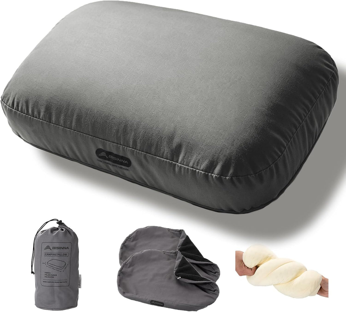 BISINNA Camping Memory Foam Pillow Backpacking Pillow with Removable Cover