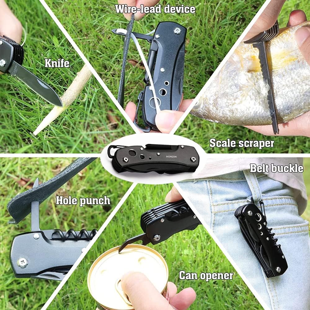 Swiss Small Pocket Knife, 15-in-1 Multitool for Camping, Hiking & EDC